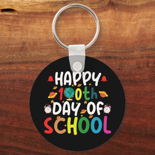 Fijne 100e dag van de leerling van de school sleutelhanger (Voorkant)