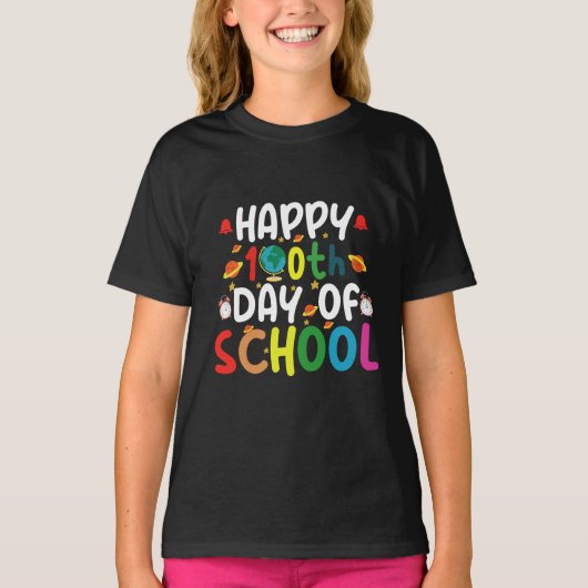 Fijne 100e dag van de leerling van de school t-shirt (Voorkant)