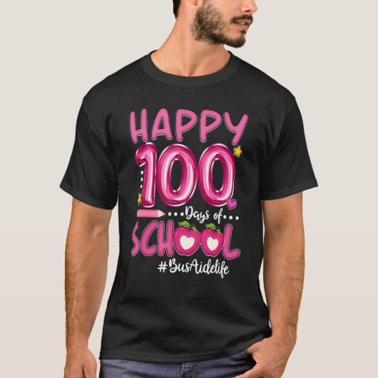 Fijne 100e dag van de Rode Poolpotloodhulp op scho T-shirt (Voorkant)