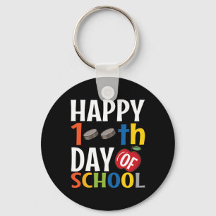 Fijne 100e dag van de schoolhekkensleraar student sleutelhanger