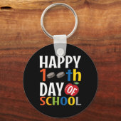 Fijne 100e dag van de schoolhekkensleraar student sleutelhanger (Voorkant)