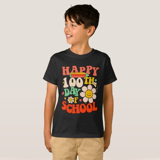 Fijne 100e dag van de schoolleraar Kinderen 100 da T-shirt (Voorkant volledig)