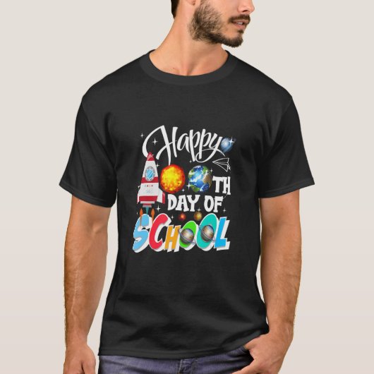 Fijne 100e dag van de schoolruimteteleres-leerling t-shirt (Voorkant)