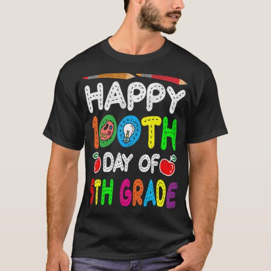 Fijne 100e dag van de vijfde graad t-shirt (Voorkant)