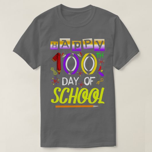 Fijne 100e dag van schoolleraren jongens Meisjes K T-shirt (Design voorkant)