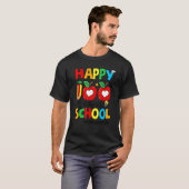 Fijne 100e dag van schoolpleisterpotlood Hoofd L T-shirt (Voorkant volledig)