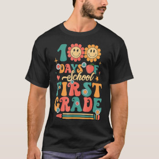 Fijne 100e dag van schoolretro Groovy 100 dagen Fi T-shirt