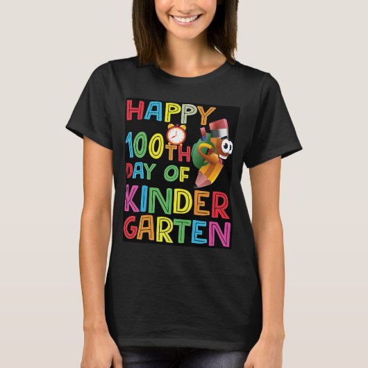 Fijne 100ste dag Kindergarten 2023 T-shirt (Voorkant)