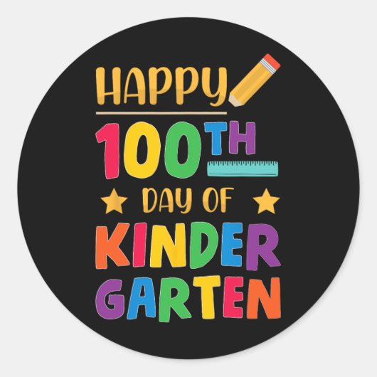 Fijne 100ste dag kinderschoolstudent ronde sticker (Voorkant)