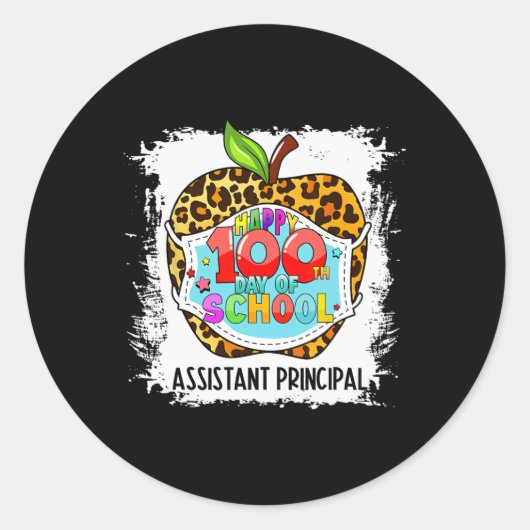 Fijne 100ste dag schoolgezicht ronde sticker (Voorkant)