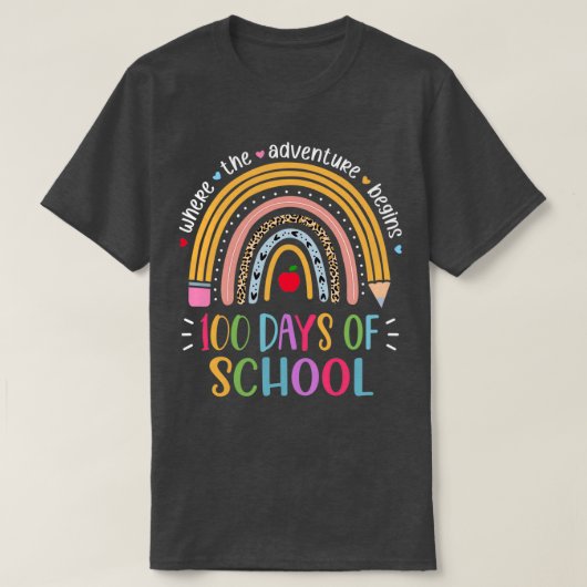 Fijne 100ste dag van de scholiere regenboogleraar t-shirt (Design voorkant)