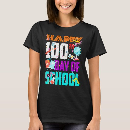 Fijne 100ste dag van de school grappige leerling K T-shirt (Voorkant)