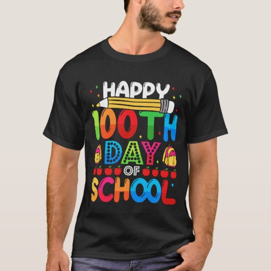 Fijne 100ste dag van de school grappige leerling-l t-shirt (Voorkant)