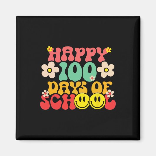 Fijne 100ste dag van de schoolleraar Kinder Retro  Magneet (Voorkant)