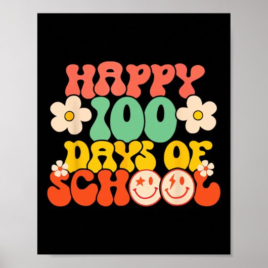 Fijne 100ste dag van de schoolleraar Kinder Retro Poster (Voorkant)