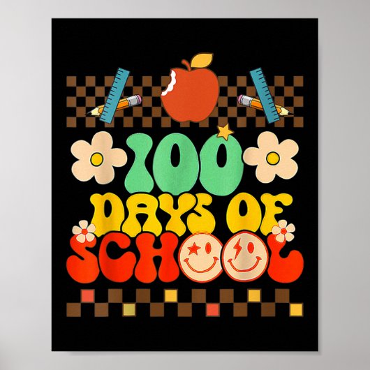 Fijne 100ste dag van de schoolleraar Kinder Retro Poster (Voorkant)