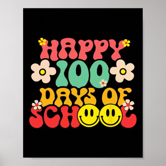 Fijne 100ste dag van de schoolleraar Kinder Retro Poster (Voorkant)