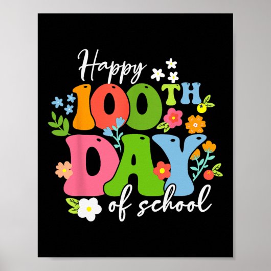 Fijne 100ste dag van de schoolleraar Kinder Retro Poster (Voorkant)