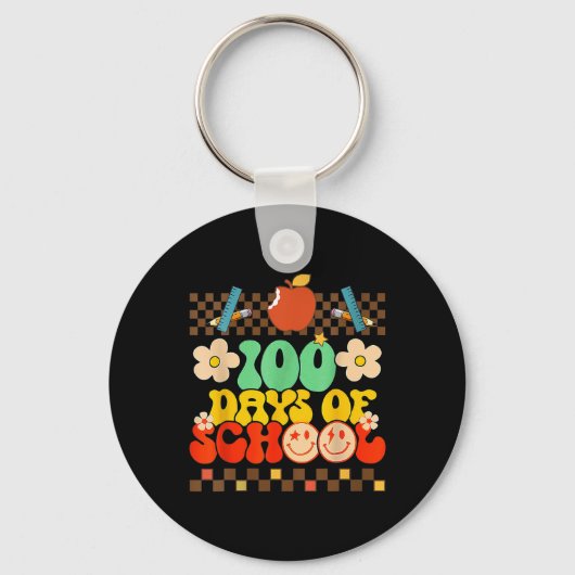 Fijne 100ste dag van de schoolleraar Kinder Retro Sleutelhanger (Voorkant)
