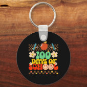 Fijne 100ste dag van de schoolleraar Kinder Retro Sleutelhanger (Voorkant)
