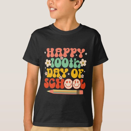 Fijne 100ste dag van de schoolleraar Kinder Retro  T-shirt (Voorkant)