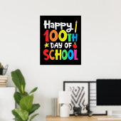 Fijne 100ste dag van de schoolleraar regenboog poster (Thuiskantoor)