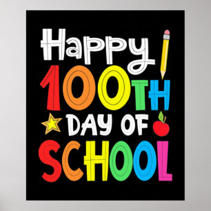 Fijne 100ste dag van de schoolleraar regenboog poster