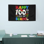 Fijne 100ste dag van de schoolleraar regenboog spandoek (Beurs)