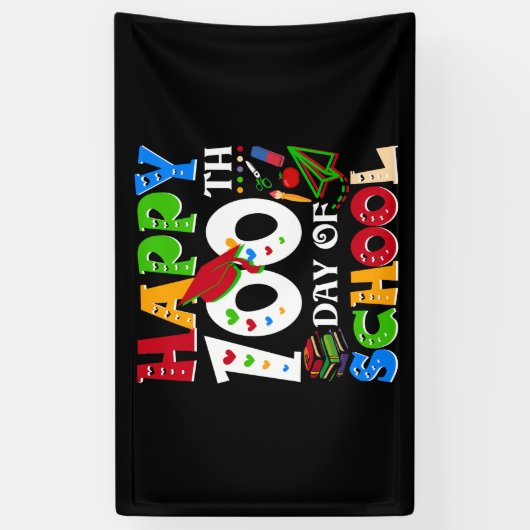 Fijne 100ste dag van de schoolleraar regenboog spandoek (Verticaal)