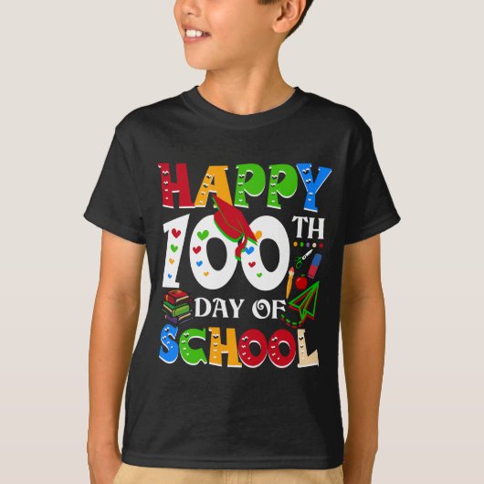 Fijne 100ste dag van de schoolleraar regenboog t-shirt (Voorkant)