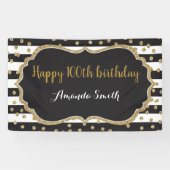 Fijne 100ste verjaardag banner. Gold Glitter Confe Spandoek (Horizontaal)