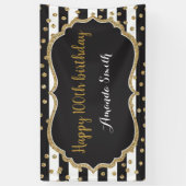 Fijne 100ste verjaardag banner. Gold Glitter Confe Spandoek (Verticaal)