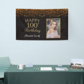 Fijne 100ste verjaardag banner. Gold Glitter-foto Spandoek (Beurs)