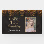 Fijne 100ste verjaardag banner. Gold Glitter-foto Spandoek (Horizontaal)