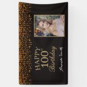 Fijne 100ste verjaardag banner. Gold Glitter-foto Spandoek (Verticaal)
