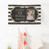 Fijne 13de verjaardag Banner. Gold Glitter-foto Spandoek (Insitu)