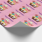 Fijne 13de verjaardagsbunny cupcake wrapping paper cadeaupapier (Hoek)
