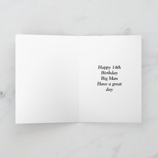 Fijne 14e verjaardag Kaart (Binnen)