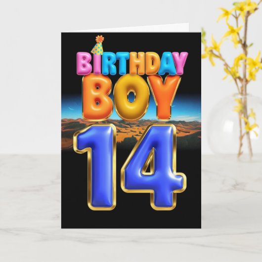 Fijne 14e verjaardag Kaart (Gele Bloem)