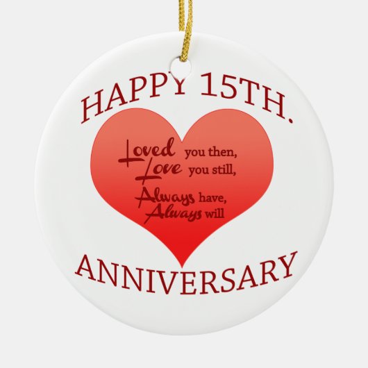 Fijne 15de. Verjaardag Keramisch Ornament (Voorkant)