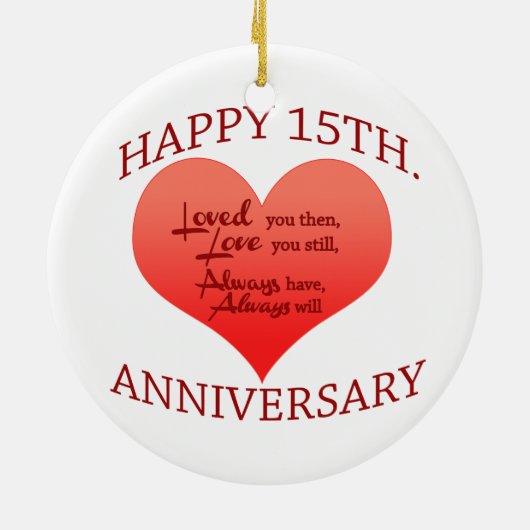 Fijne 15de. Verjaardag Keramisch Ornament (Achterkant)