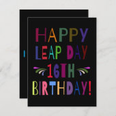 Fijne 16de verjaardag op Leap Day | 29 februari Feestdagenkaart (Voorkant / Achterkant)