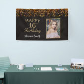 Fijne 16e verjaardag Banner. Glitter-foto Spandoek (Beurs)
