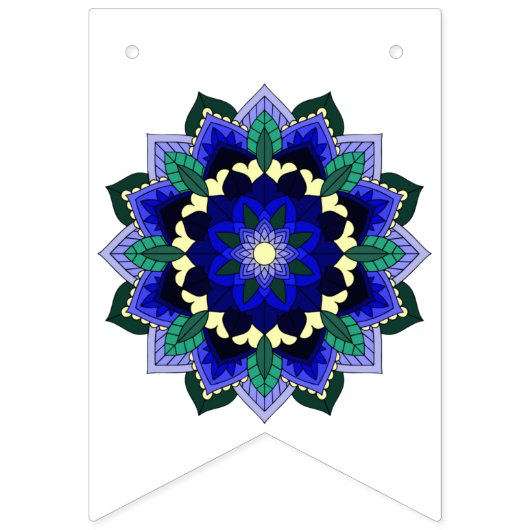 Fijne 18de! Mandala in donkerblauw Vlaggetjes (Tweede vlag)