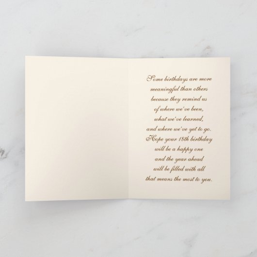 Fijne 18de verjaardag. kunst kaart (Binnen)