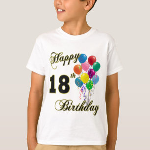 Fijne 18de verjaardag T-Shirt met ballonnen