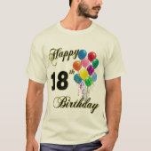 Fijne 18de verjaardag T-Shirt met ballonnen (Voorkant)