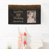 Fijne 18e verjaardag banner. Gold Glitter-foto Spandoek (Insitu)