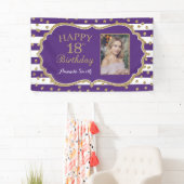 Fijne 18e verjaardag banner. Gold Glitter-foto Spandoek (Insitu)