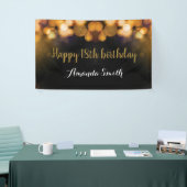Fijne 18e verjaardag banner. Zwart en goudglitter Spandoek (Beurs)